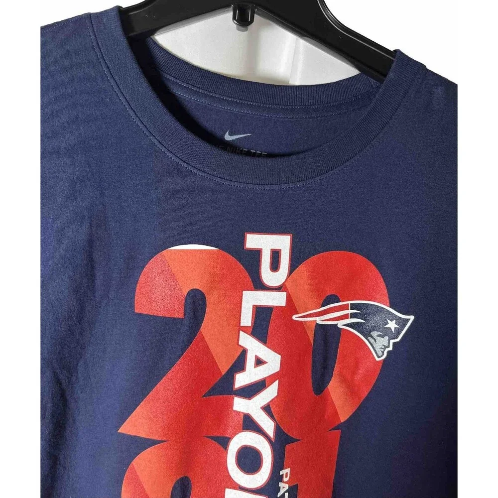 Nike Unisex Navy Blue New England Patriots 2021 NFL Playoffs Bound T-shirt L